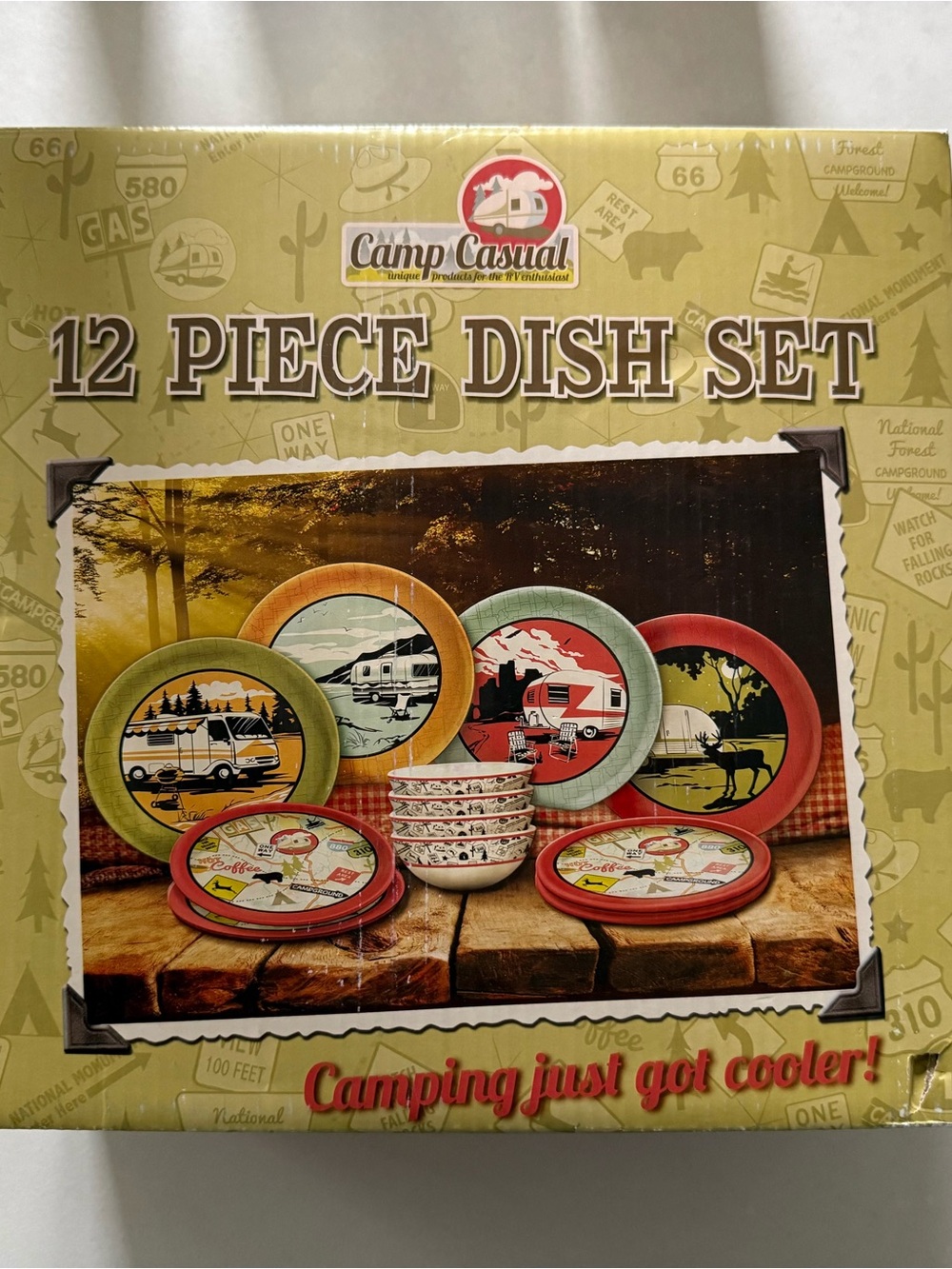 12-Piece Camping Dinnerware Set - Multicolor- NEW